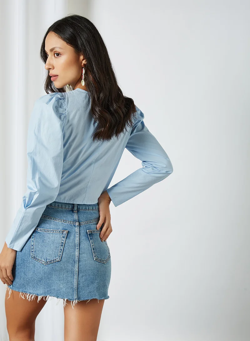 ONLY Ruched Front Top Cashmere Blue
