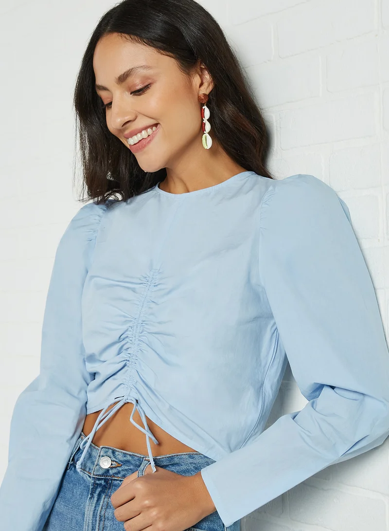 ONLY Ruched Front Top Cashmere Blue