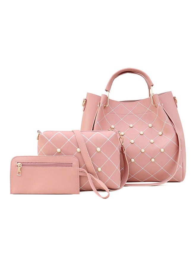 3-Piece Stone Studded Bags Pink 