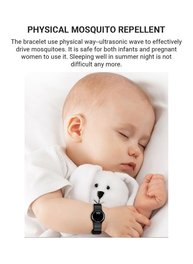 Ultrasonic Mosquito Repellent Bracelet Black - Image 2