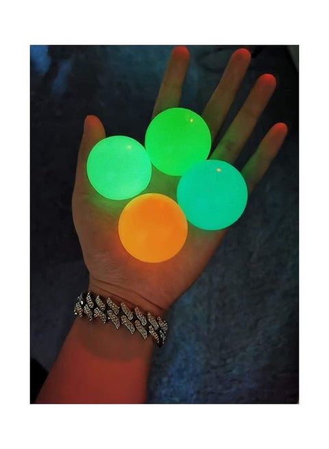 4-Piece Soft And Squeeze Stress Relief Novelty Sticky Glow In Dark Ball