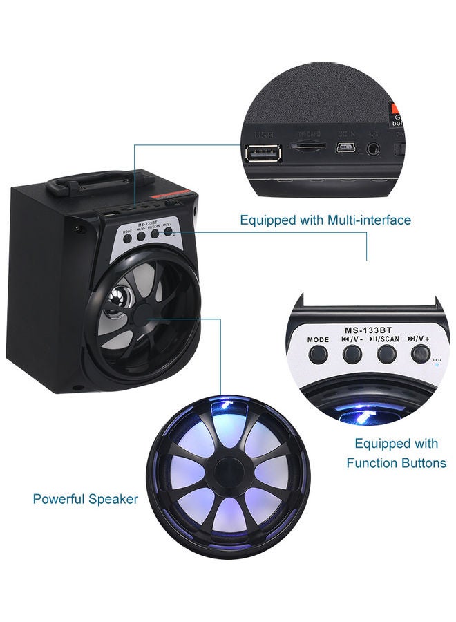 Portable Outdoor Speaker Colorful LED Light LU-VQ9-55 Black  - Image 2