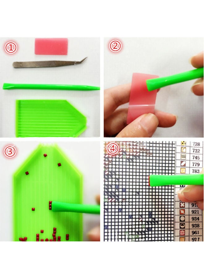 مجموعة تطريز اللوحات الفنية بالألماس بتصميم خماسي الأبعاد يمكنك تركيبها بنفسك أحمر / أسود / أبيض 30x7x0.22سم - Image 2