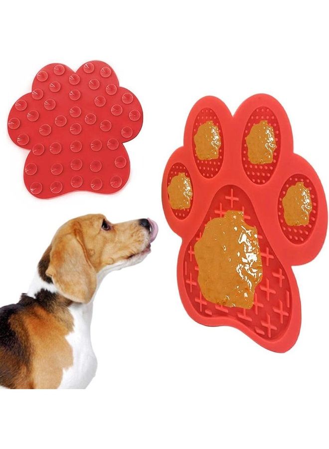 XiuWoo Silicone Slow Feeder Treat Dispensing Mat Red 7.09 x 7.09 x 0.47inch - Image 1
