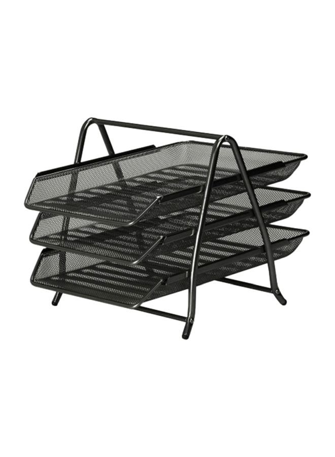 PARTNER 3-Tier Metal Mesh Document Tray Black  - Image 1