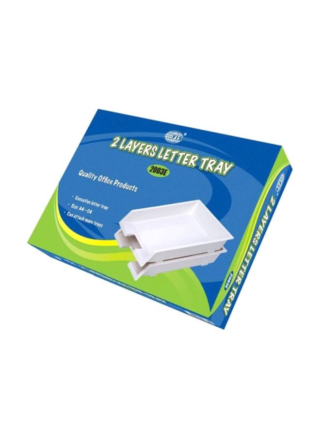 FIS 2-Piece Plastic Letter Tray Set White - Image 1