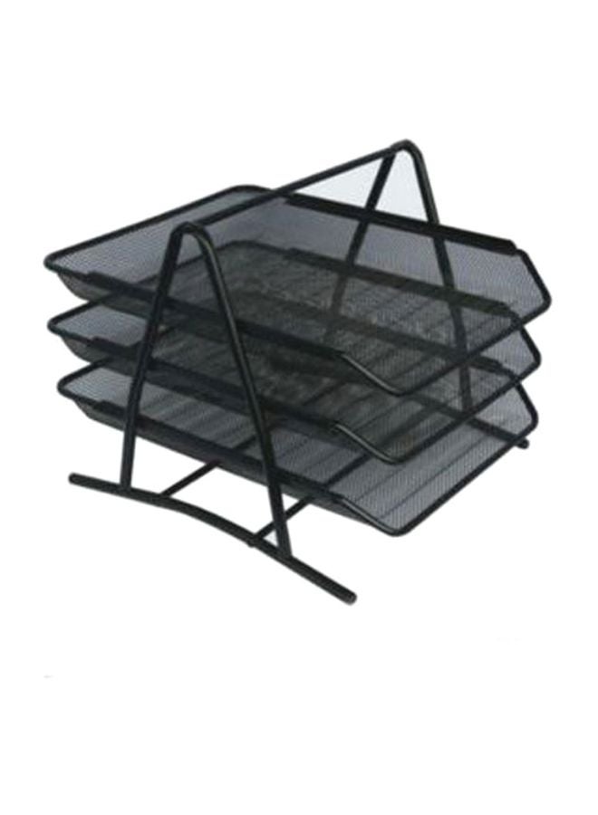 إف اي أس  درج تنظيم للمستندات من 3 طبقات بتصميم شبكة سلكية أسود - Image 1