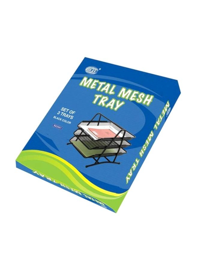 إف اي أس  درج تنظيم للمستندات من 3 طبقات بتصميم شبكة سلكية أسود - Image 2