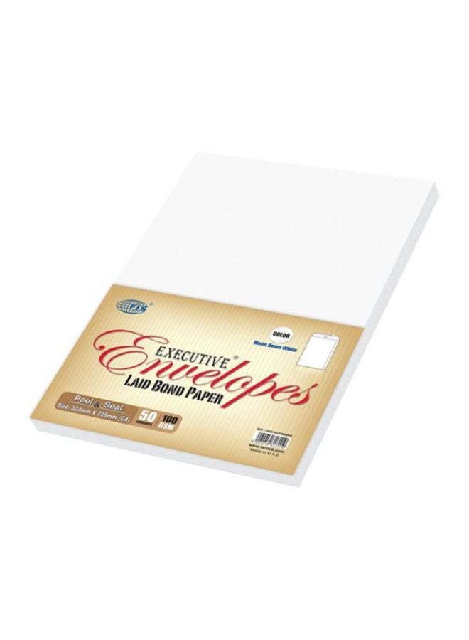 FIS 50-Piece Laid Paper Peel And Seal Envelope Set Moon Beam White - Image 1