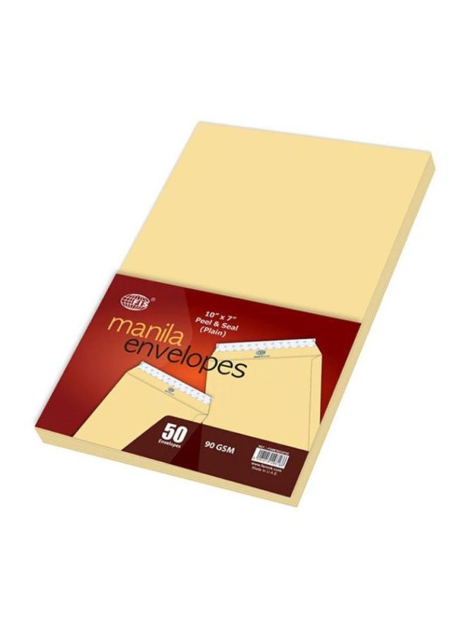 FIS 50-Piece Manila Peel And Seal Envelope Set Yellow - Image 1