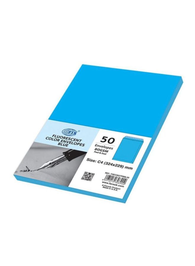 FIS 50-Piece Peel And Seal Envelope Set Blue - Image 1