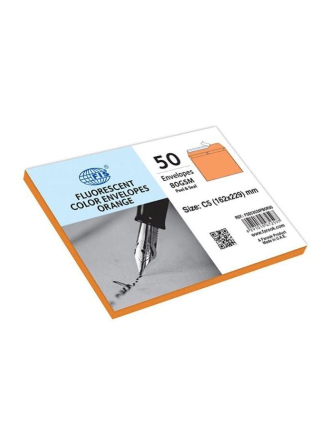 FIS 50-Piece Peel And Seal Envelope Set Orange - Image 1