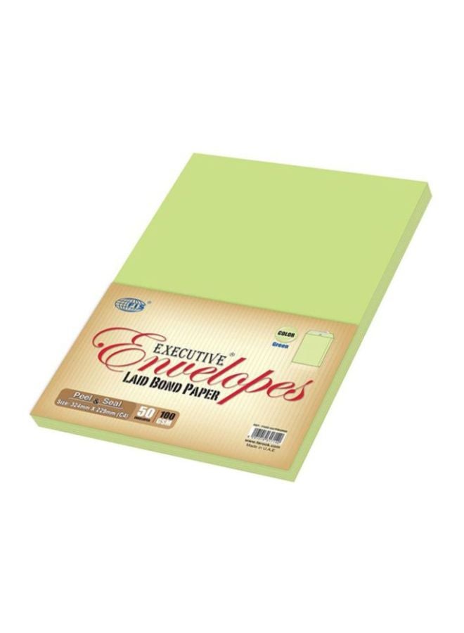 FIS 50-Piece Laid Paper Peel And Seal Envelope Set Green - Image 1