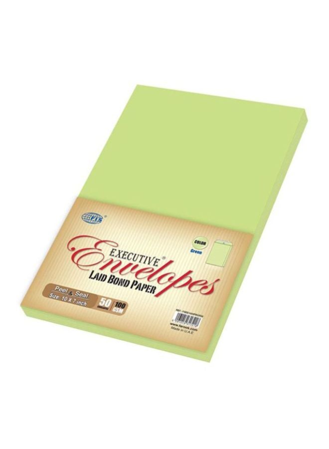 FIS 50-Piece Laid Paper Peel And Seal Envelope Set Green - Image 1