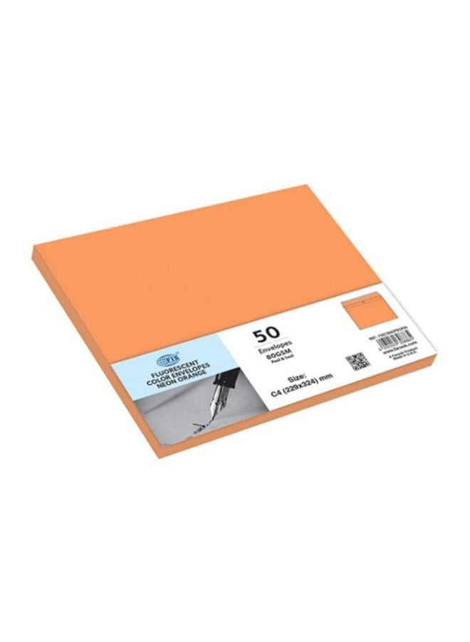 FIS Pack Of 50 Peel And Seal Envelope Orange - Image 1