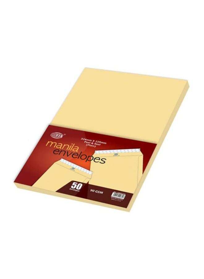 FIS 50-Piece Manilla Peel And Seal Envelope Set Yellow - Image 1