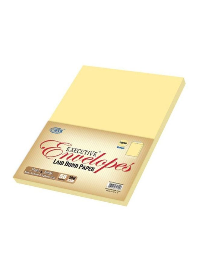 FIS 50-Piece Laid Paper Peel And Seal Envelope Set Yellow
