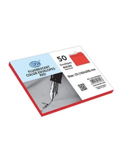 FIS Pack Of 50 Laid Paper Peel And Seal Envelope Red  - Image 1