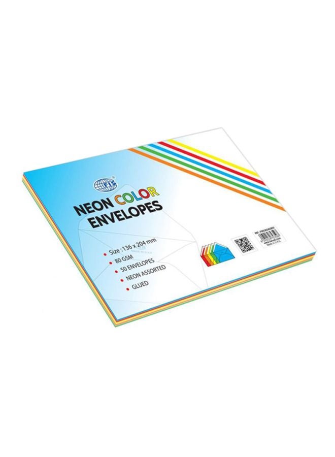 FIS 50-Piece Colour Envelopes blue/yellow/red - Image 1