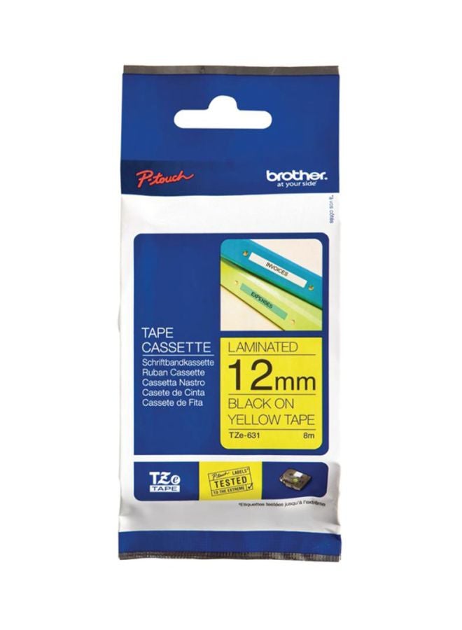 brother Labelling Tape 12Mm Yellow/White