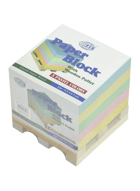 5-Coloured Paper Block With Wooden Pallet