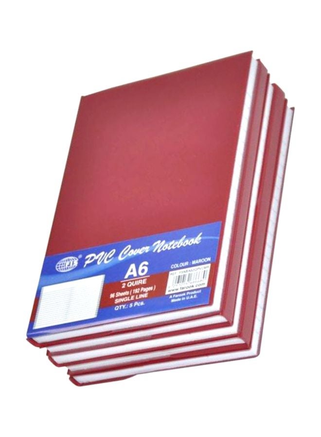 FIS 5-Piece A6 Notebook Set Maroon