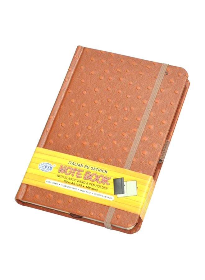 FIS A6 Italian PU Cover Notebook With Elastic Band Brown - Image 1