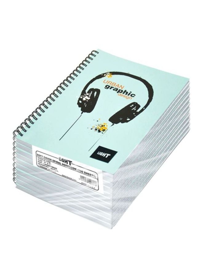 إف اي أس  طقم دفاتر ملاحظة بسلك من 10 قطع أخضر/أسود/أبيض - Image 1