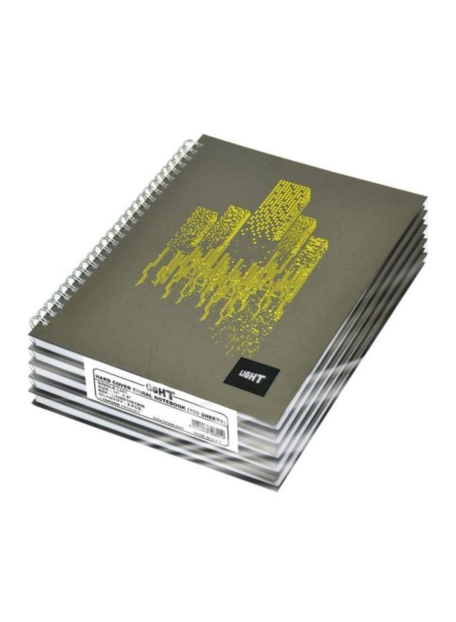 FIS 5-Piece Hard Cover Spiral Notebook Set Grey/Yellow - Image 1