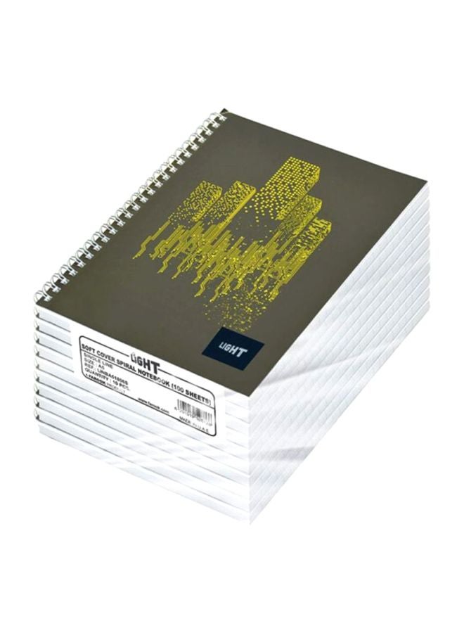 FIS 10-Piece A5 Spiral Soft Cover Notebook Set Grey/Yellow - Image 1