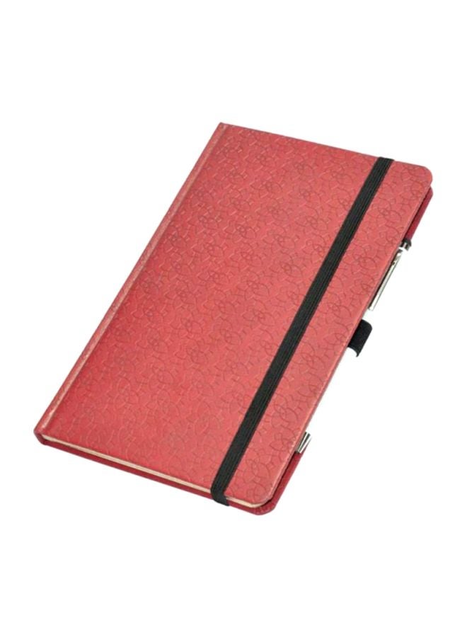 إف اي أس  دفتر ملاحظات مُسطر فردي بغطاء مصنوع من البولي يوريثان الإيطالي ومزود برباط مطاطي وقلم حبر، يحتوي على 96 صفحة أحمر - Image 1