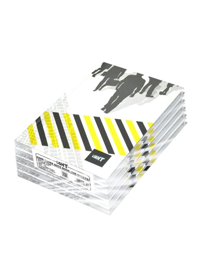 FIS 5-Piece A4 Hard Cover Notebook Set White/Grey/Yellow - Image 1