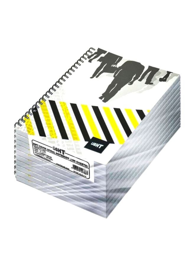 إف اي أس  طقم دفاتر ملاحظات بسلك وغلاف خفيف مكون من 10 قطع أبيض/أسود/أصفر - Image 1