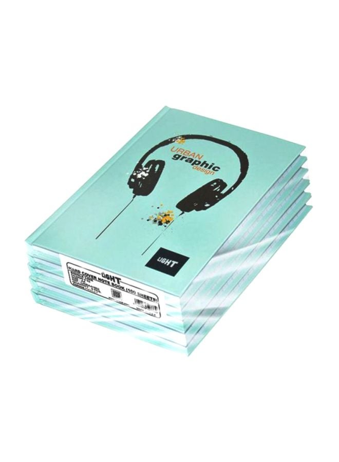 إف اي أس  مجموعة دفاتر ملاحظات خفيفة الوزن بغلاف صلب من 5 قطع أخضر/أسود - Image 1