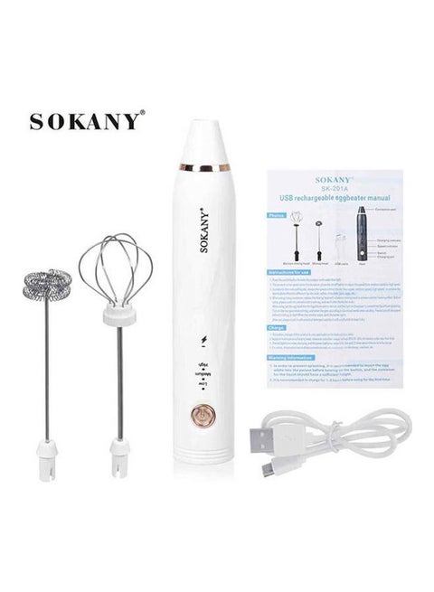 خلاط محمول إيمرشن متعدد الوظائف ومطحنة قهوة ولحوم وعجان قابل للشحن 120.0 W 201A-W أبيض