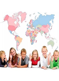 Premify Colourful World Map Wall Sticker Multicolour  - Image 1