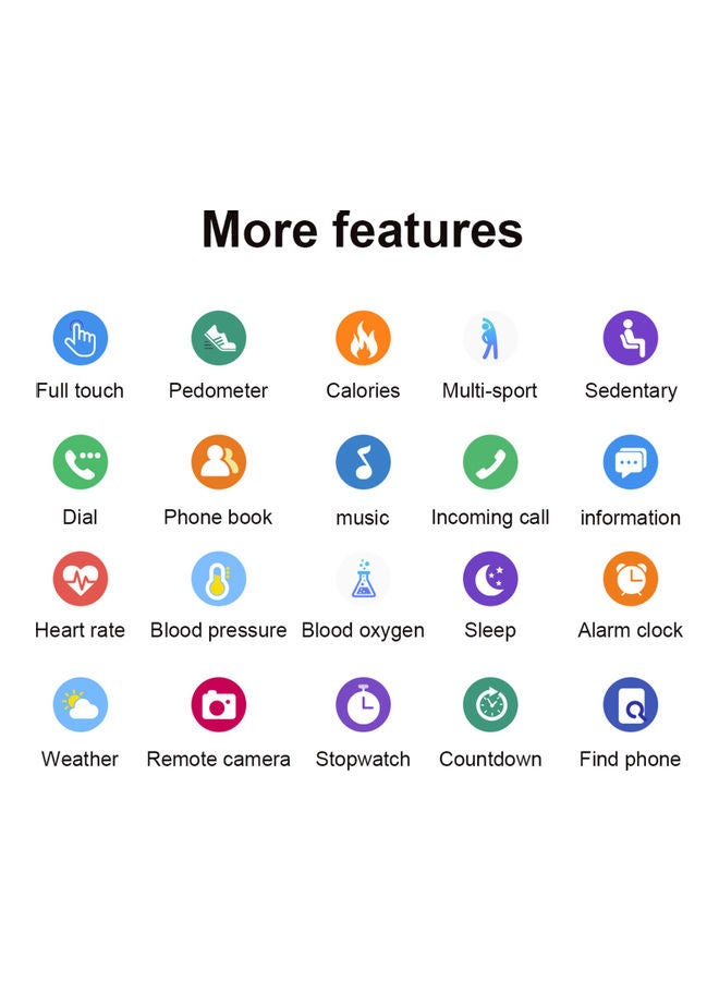 I12 Smart Watch with Touch Screen Healthy Monitoring BT Call Message Reminder IP67 Waterproof Sports Tracker Multicolour - Image 3