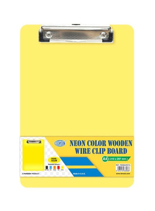 FIS Neon Wooden Wire Clip Board Yellow/Silver