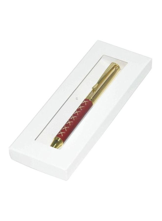إف اي أس  قلم حبر جاف مع علبة هدايا وغلاف إيطالي ذهب / أحمر - Image 2