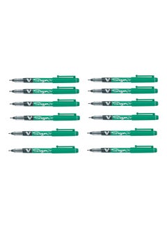 PILOT Pack Of 12 V Sign Pen Green  - Image 1
