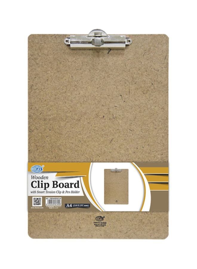 Clip Board With Pen Holder Brown/Silver