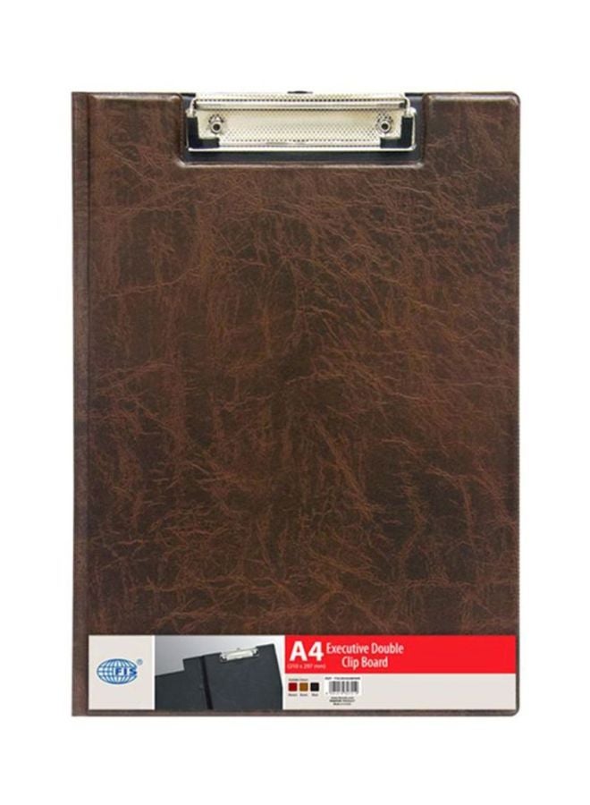 لوح كتابة تنفيذي مضاعف قياس A4 مزوّد بمشبك بني/فضي