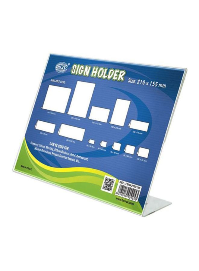 إف اي أس  حامل لافتات مستطيل بشكل حرف L شفاف