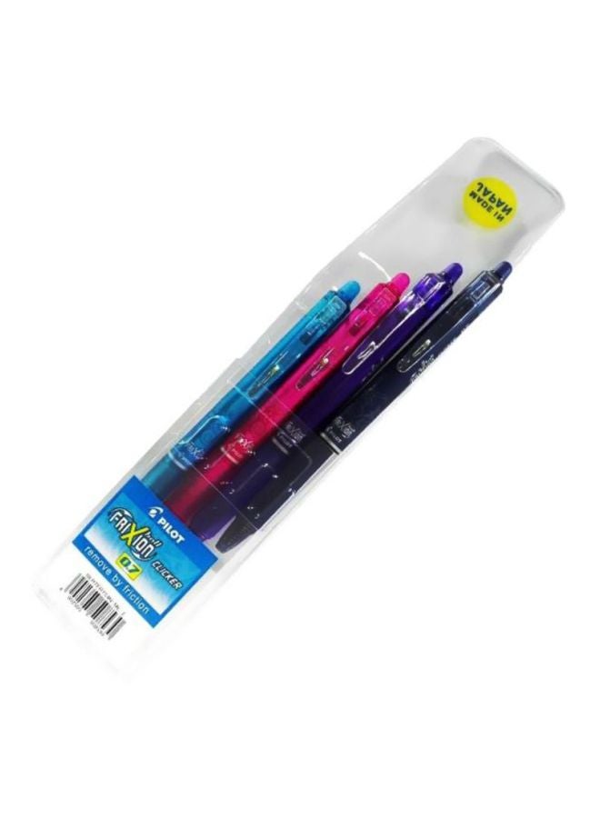بايلوت أقلام حبر جاف فريكشن بول كليكر كروية الرأس، 4 قطع أزرق/أحمر/أرجواني