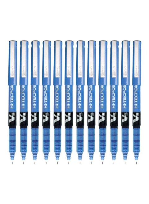 12-Piece Hi-Tecpoint Roller Ball Pen Blue/Black