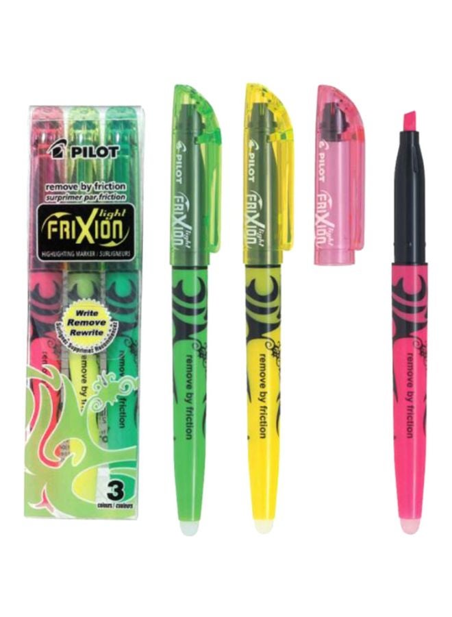 PILOT Pack Of 3 Frixion Highlighter Green/Yellow/Pink - Image 2