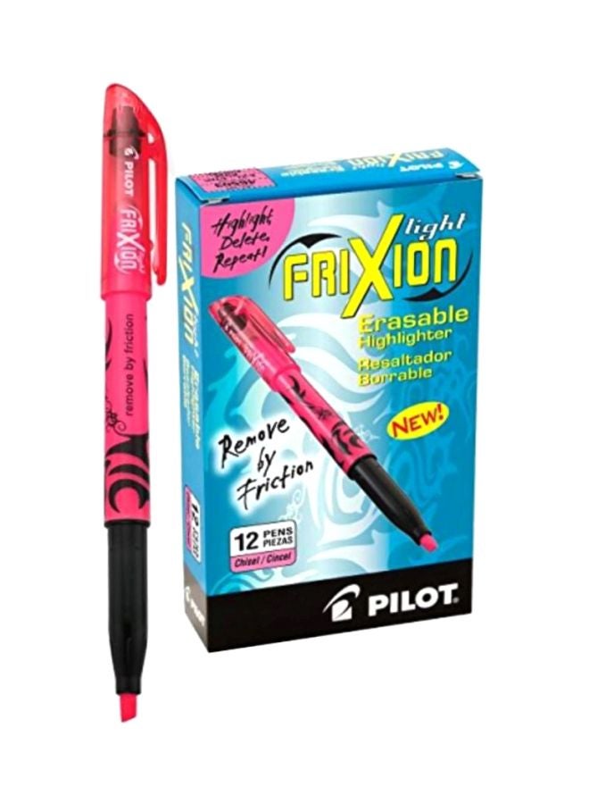PILOT 12-Piece FriXion Light Erasable Highlighter Pink/Black/White - Image 1