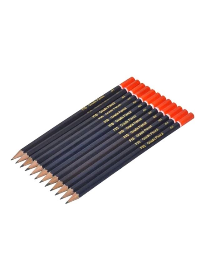 FIS 12-Piece 4H Grade Pencil Set Blue/Red/Brown - Image 1