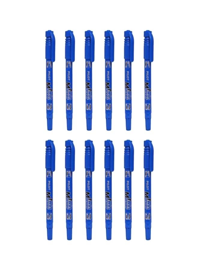 PILOT 12-Piece Twin Point Marker Set Blue