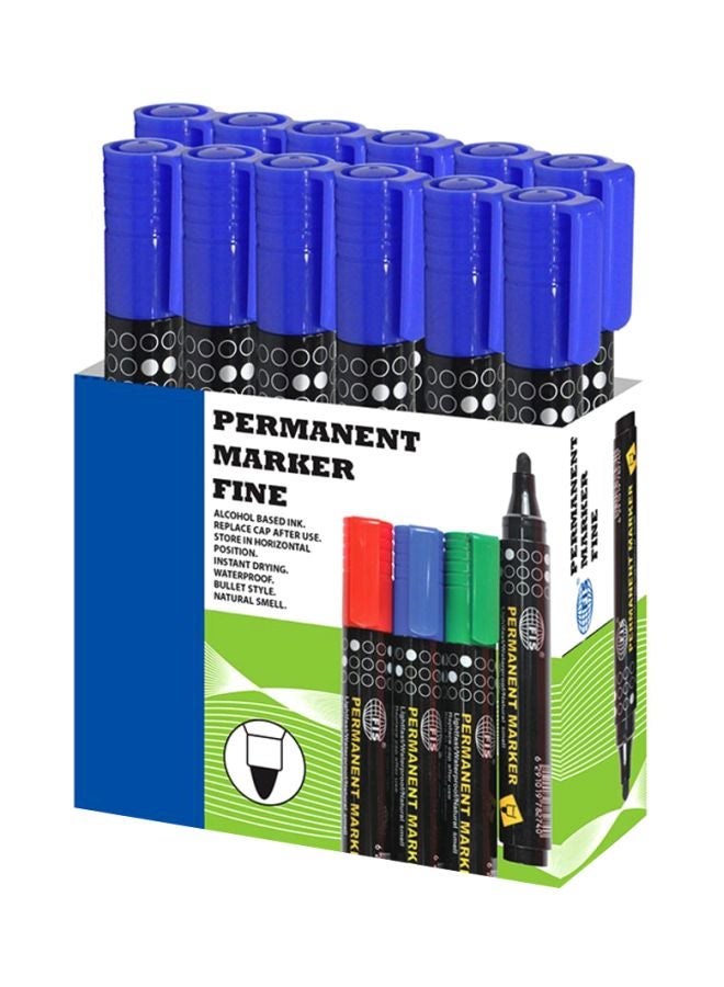 FIS 12-Piece Permanent Markers Set Black/Blue - Image 1
